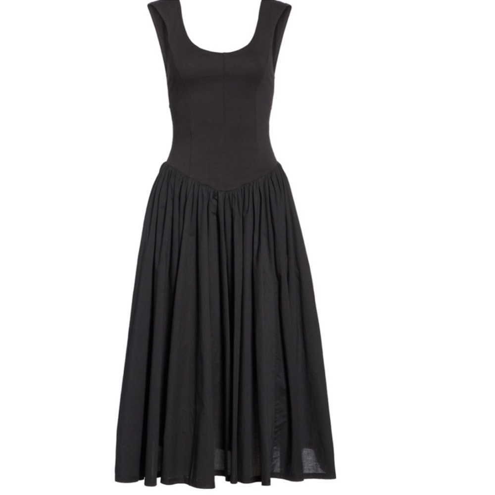 La Vie Rebecca Taylor Voile Jersey Dress 100% Cotton Scoop Neck Midi Swingy Med - Picture 11 of 14